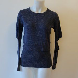 SOH BLUE/WHITE SPECKLED SWEATER W/ELBOW CUT OUT M
